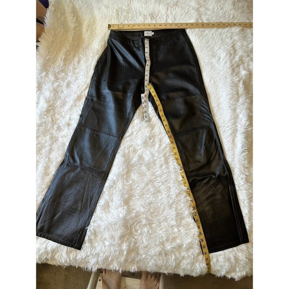 Calvin Klein Leather Pants Women 4 Straight Leg Midrise Y2K Mob Wife - Picture 3 of 11